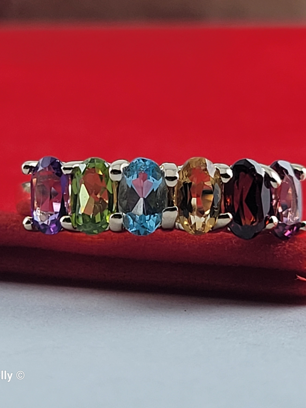 14K Yellow Gold Multi-Gemstone Band Ring Size 6.5 - Solid Gold! 👌🎁